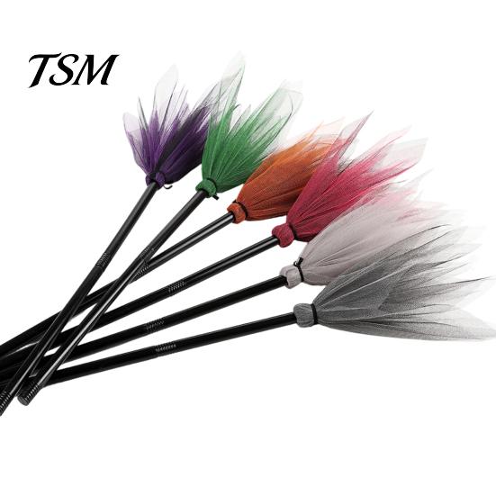 Decorative Witch Broom Halloween Prop, Detachable Mesh Wizard Broomstick for Magic Cosplay Costume Party Stage Performance, Haunted House Decoration