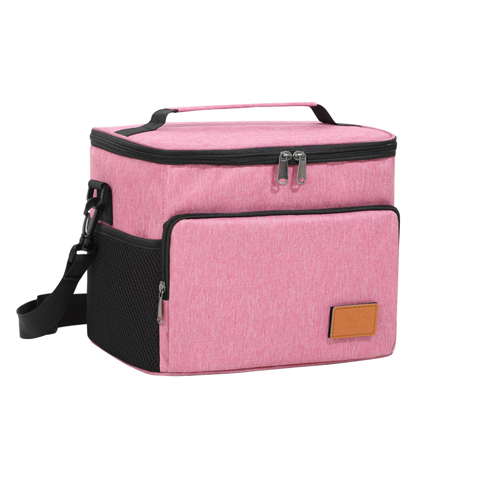 

Изолированный ланч-бокс для мужчин и женщин – герметичная сумка-холодильник с 4 карманами, регулируемым ремешком, идеально подходит для работы, путешествий и пикников One Size розовый