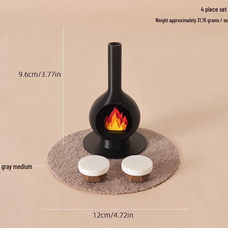 Miniature Christmas Scene Fireplace Ornament with Chimney and Carpet DIY Accessories