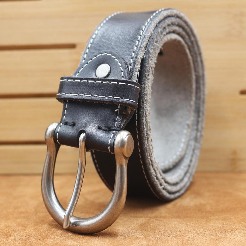 Herren Retro Gürtel aus echtem Leder - Oberste Schicht Rindsleder mit Dornschließe, Vielseitig für Mode und Hosen