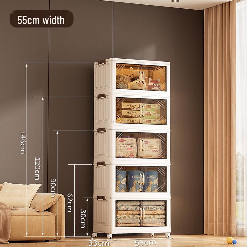 Multi-Layer Double-Door Plastic Storage Cabinet: Shoe, Toy, & Snack Organizer for Living Room