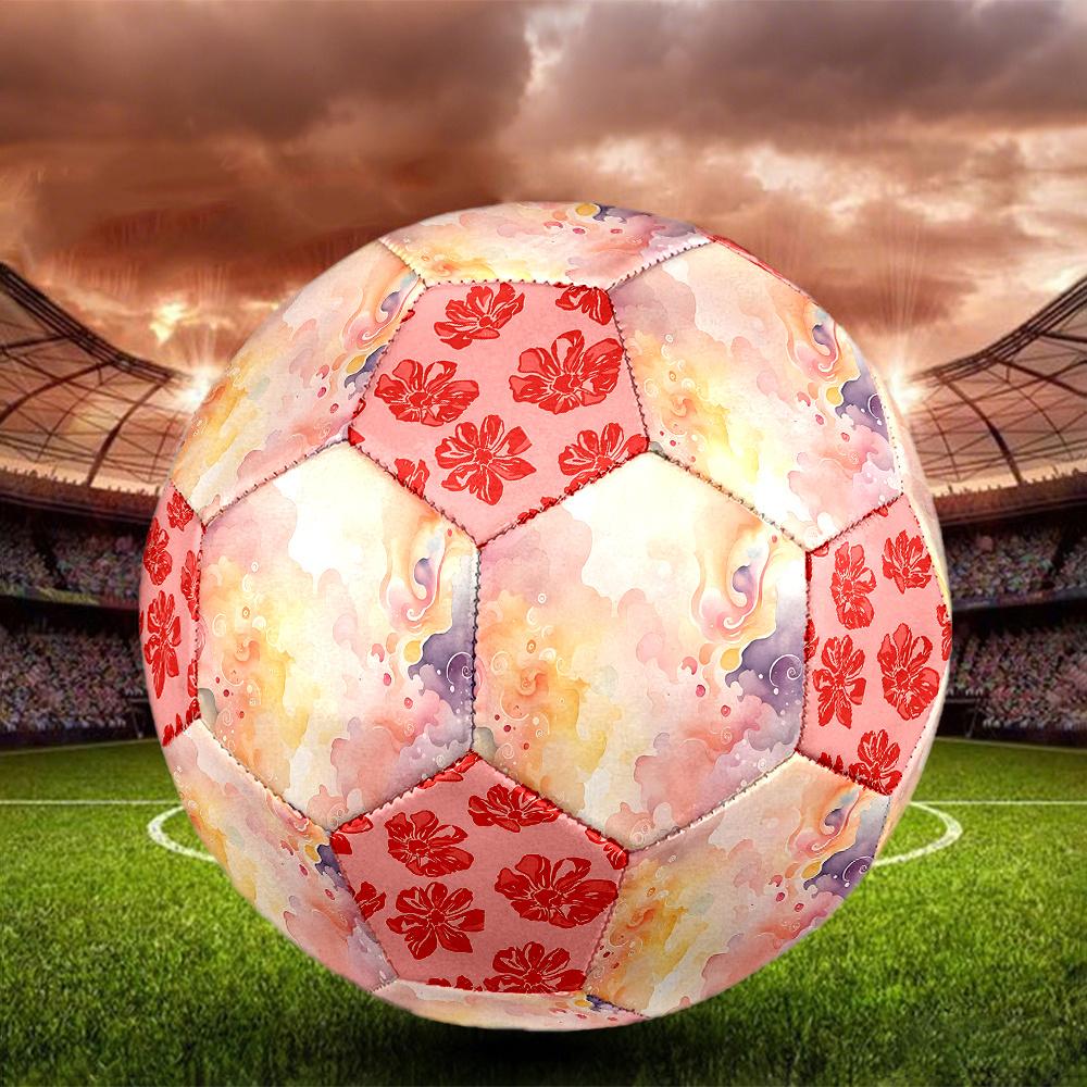 1PC Abstract Watercolor Flow Floral Soccer Ball Size 5 Football Machine Sewn Indoor/Outdoor Universal Football A65