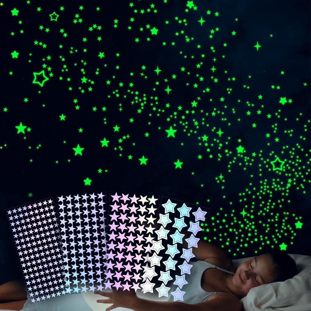 Colorful Starry Sky Luminous Wall Decals - Self-Adhesive Fluorescent Meteor Decorations for Children's Rooms and Cabinets