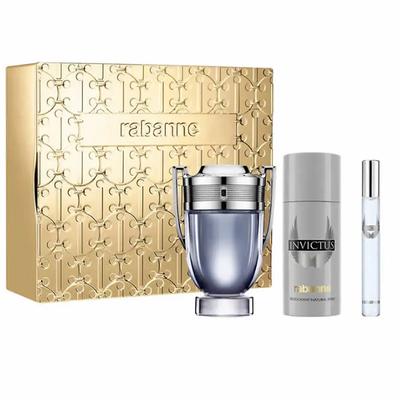 Rabanne Invictus Eau De Toilette Gift Set for Men 100ml 10ml 150ml