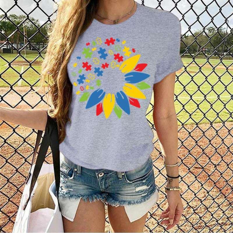Cotton Printed Women's T-Shirt, Soft & Breathable O-Neck Short Sleeve Tee,Casual Funny Style T-Shirts