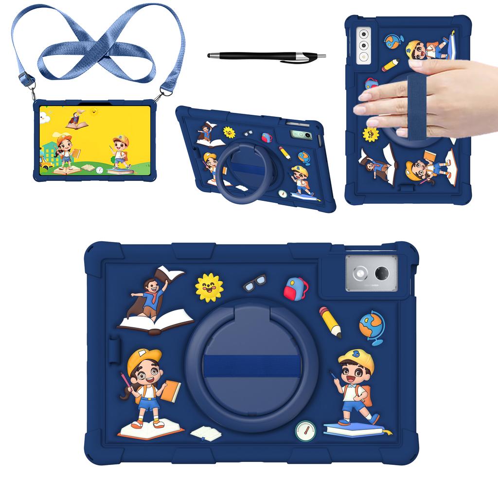 Kids Case for Tab P12 12.7 inch Yoga Pad Pro 12.7" Xiaoxin Pad Pro 12.7 TB375FC TB373FU Cartoon Cover with Strap and Pen