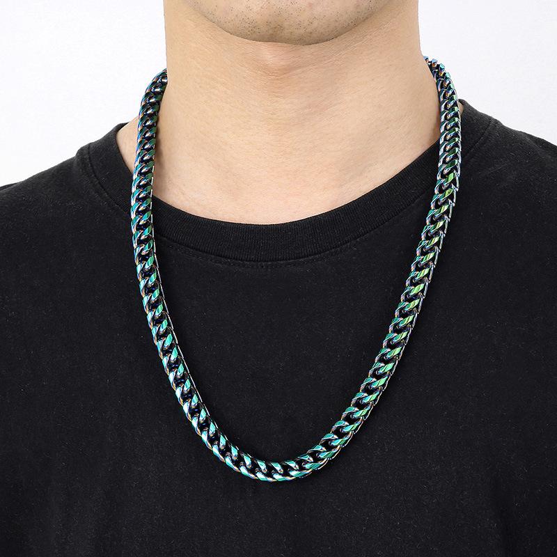 Hip-Hopowy Fajny Okrągły Szlifowany Trójwymiarowy Naszyjnik, Personalizowany Łańcuszek Kila Platerowany Próżniowo, Naszyjnik Męski ze Stali Tytanowej