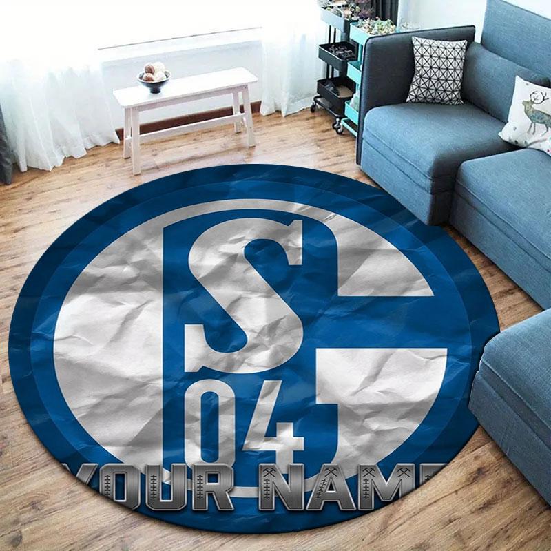 FC Schalke 04 Custom Name Round Area Rug,Carpet Rug for Living Room Bedroom Sofa Playroom Decor,Non-slip Floor Mat