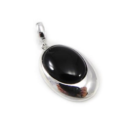 [G8835] - Black 'Obao' Silver Pendant