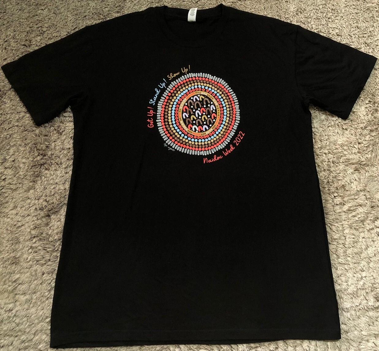 

H68 New Indigenous NAIDOC 2022 Aboriginal Australia Black T Shirt Mens Size XL 2XL