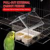 Prevent Scattering Hanging Parrot Feeder Transparent Pull-Out External Bird Bath Plastic Multi-function Bird Feeding Bowl Garden