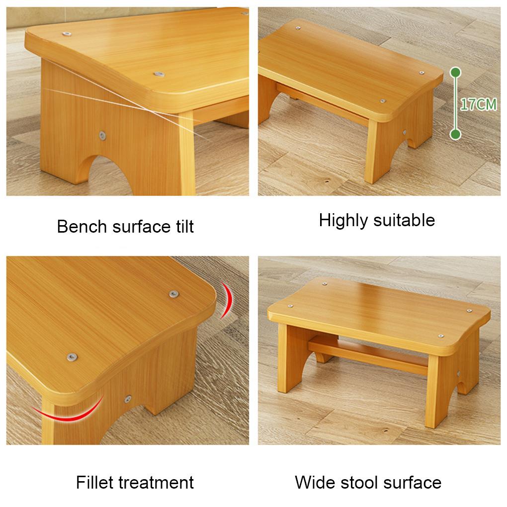 Bamboo Wood Made Foot Stool - Safe Exquisite Craft Footstool Home Low Stool Ottoman Bench Odorless