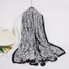 New Camellia Printed Design Scarf Literary and Elegant Breathable Sunscreen Shawl Emulated Silk Mid-length Style