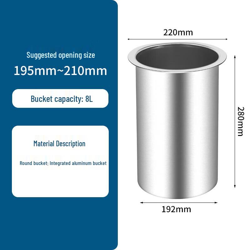 Embedded Stainless Steel Bathroom Countertop Trash Can