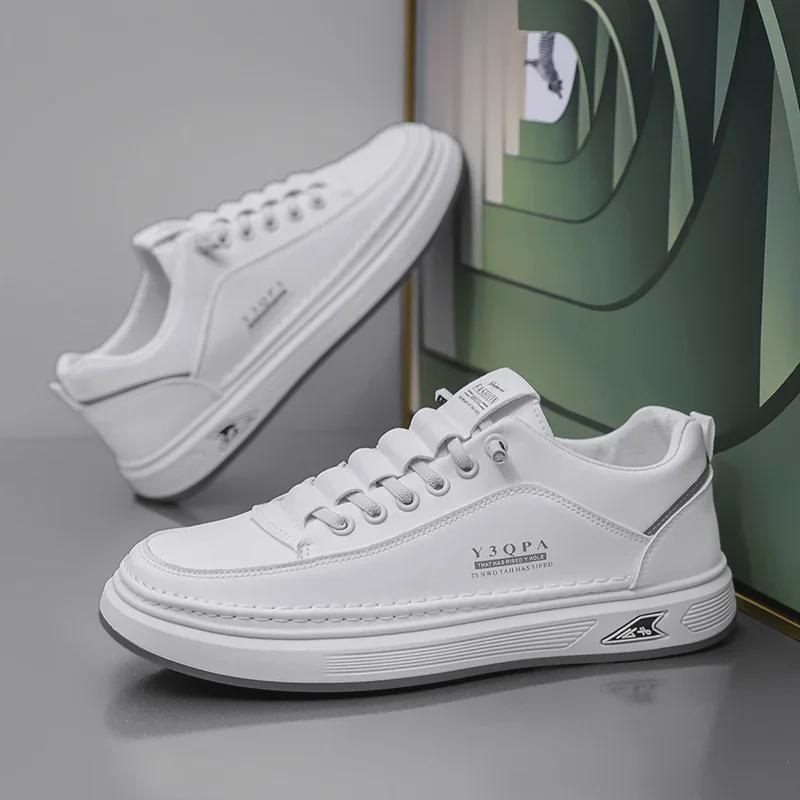 2025 Herren Frühling Freizeit-Sneakers: Trendige britische Leder-Slipper