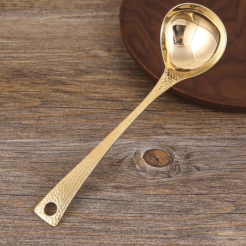 Hammer Copper Spoon Pure Copper Household Purple Copper Japanese Thickened Rice Spoon Soup Spoon Red Copper Soup Creative Cute Hot Pot Spoon