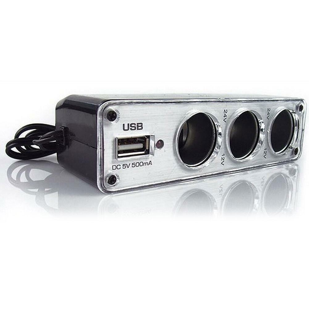 3 Way Multi Socket Car Cigarette Lighter Splitter USB Plug Charger DC 12V Triple Adapter With USB Port Car Accessories