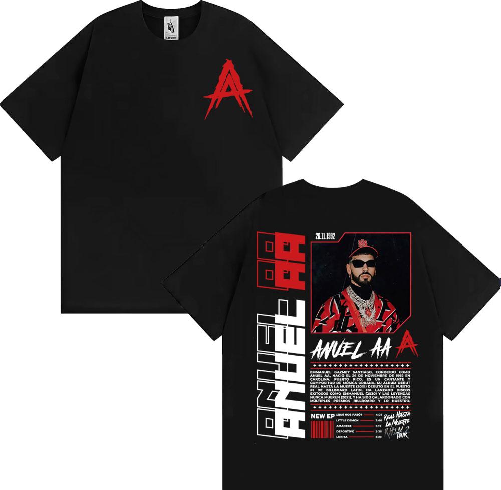 Anuel AA Rhlm 2 Real Hasta La Muerte Tričko Pánské Oblečení Harajuku Gotické Vintage Trička 100% Bavlna Oversized Tričko