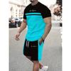 Men's Stylish Printed Two-piece Summer Suit Including Round Neck Short-sleeved T-shirt + Shorts