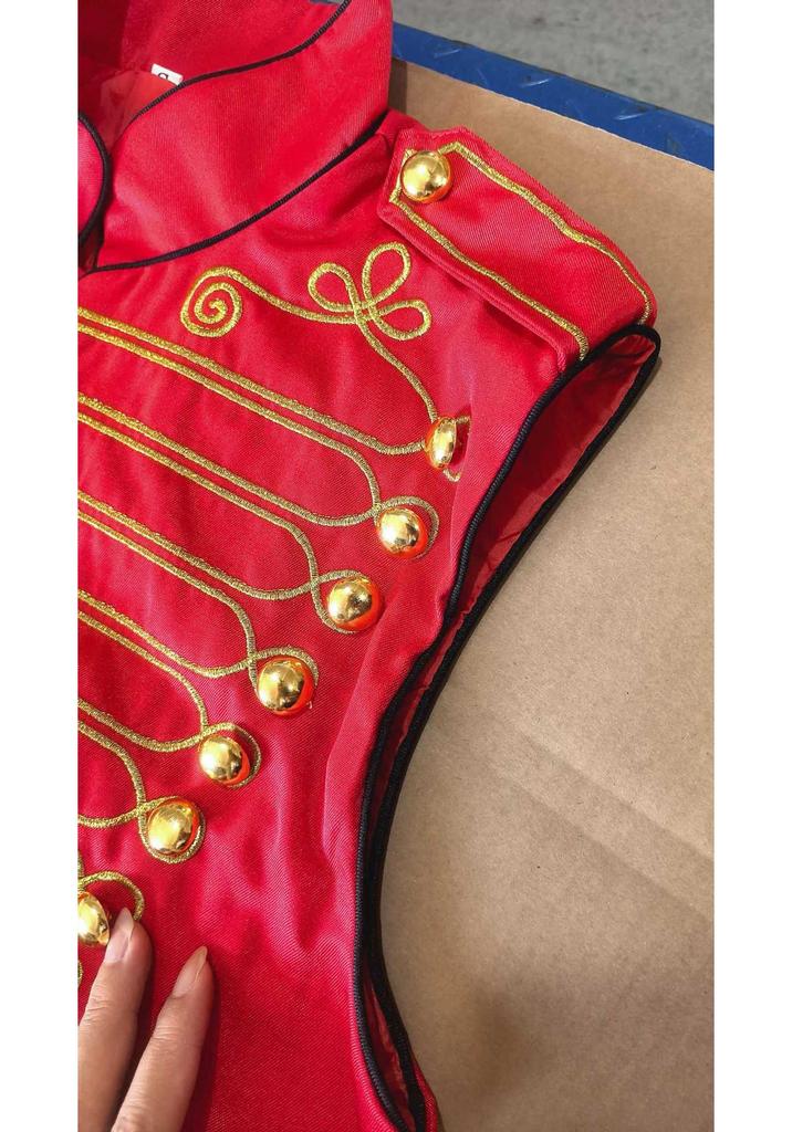 Men's Red Gothic Steampunk Medieval Drummer Vest Costume