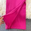 RUGOD Sexy Round Neck Knitted Slit Dress Women's New Autumn and Winter Bottoming Tight Elastic Wrap Hip Sweater Dress