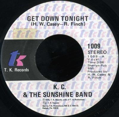 7-Zoll Schallplatte KC & THE SUNSHINE BAND - Get Down Tonight 1009 T.K.. Aufnahmen 1975 US Soul/Funk Gebraucht