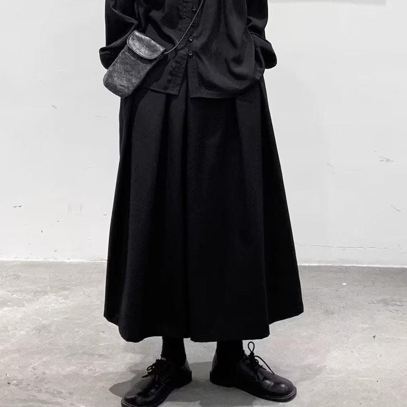 Yamamoto Damen High-Waist Culotte mit weitem Bein - Schlankmachend, lockere Passform.