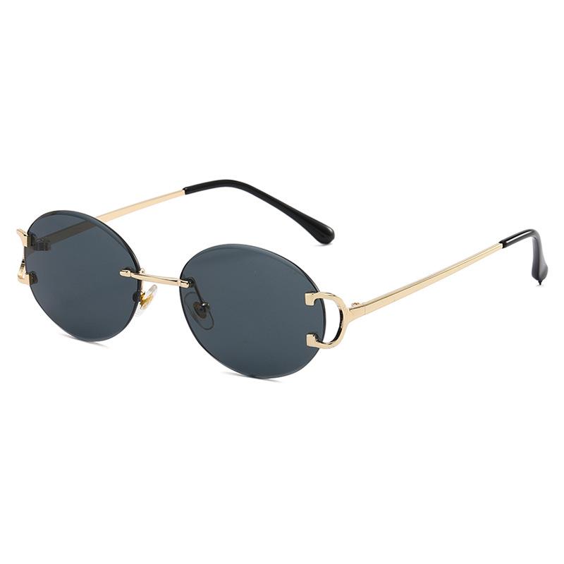 HBK 2023 Luxury Rimless Round Sunglasses Men Brand Designer Frameless Gradient Sun Glasses Woman Fashion Eyewear