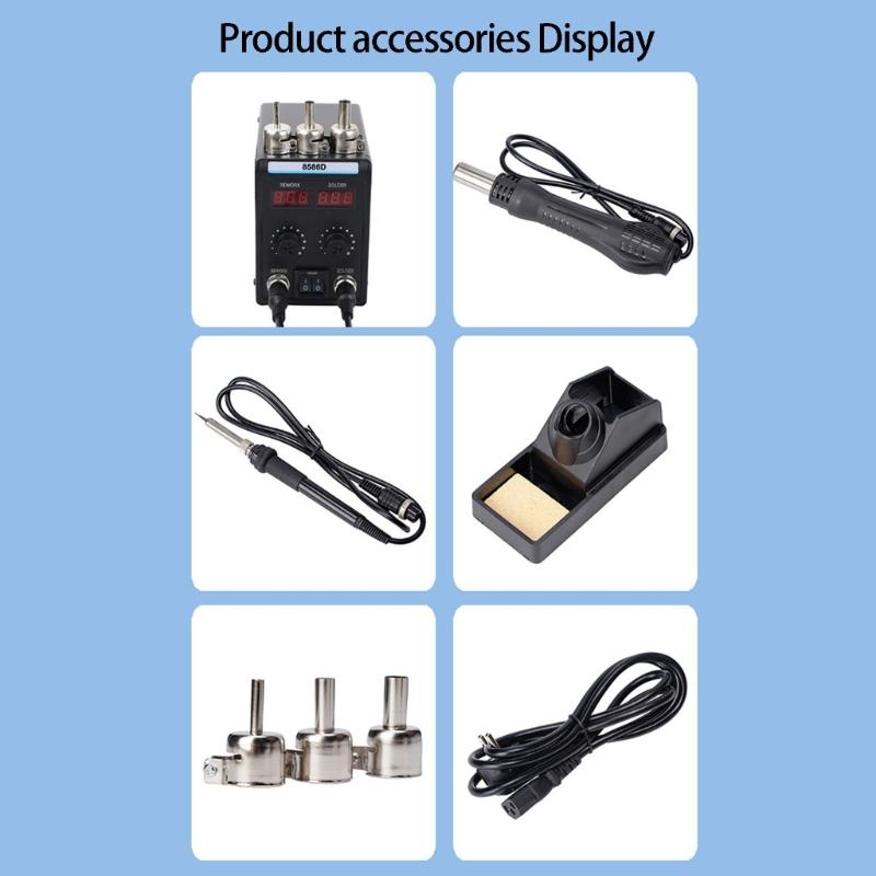 Soldering Station with Double Display and Adjustable Temperature 100°C-450°C Hot Air Rework Station LED