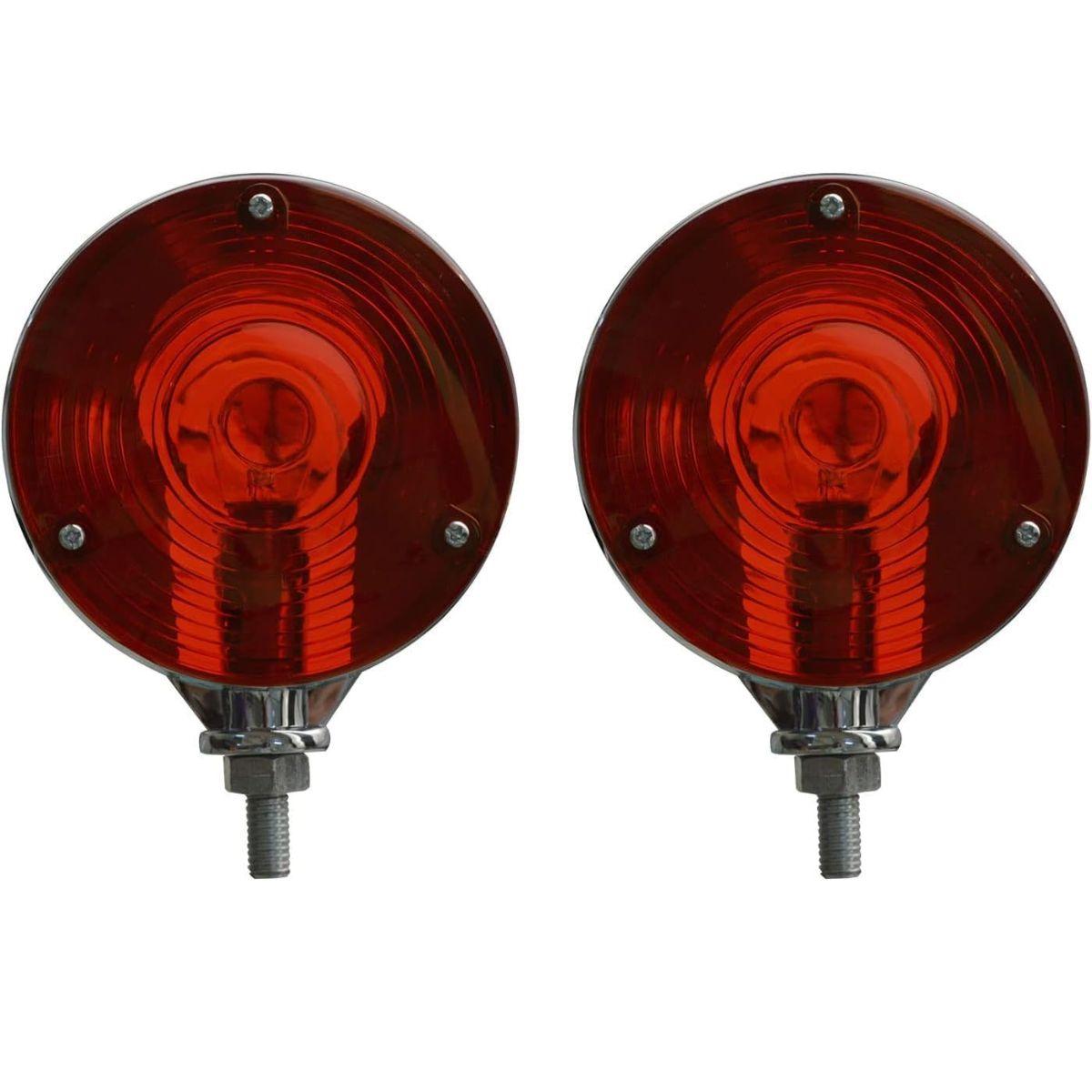 2 шт. 4-дюймовые круглые двухсторонние указатели поворота Хромированные красные двухсторонние фонари Фонари на основании, Двусторонние боковые габаритные огни для грузовика, прицепа, Фендер для RV