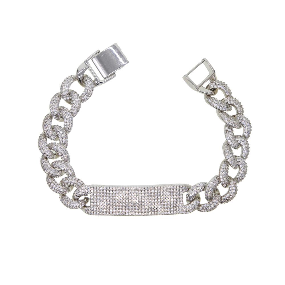 Promotion for Women s Micro Pave 5A Cubic Zirconia CZ Bling Miami Cuban Link Chain Iced Bar Cuban Bracelet Gold Plated Jewelry 17cm
