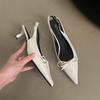 Fashion SUOJIALUN 2025 Spring New Brand Women Sandal Fashion Pointed Toe Shallow Slip On Slingback Shoes Thin High Heel Pumps Mules