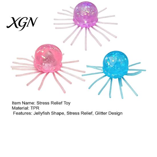 Stress Relief Gadget 1/2/3Pcs Simulation Jellyfish Squeeze Toy Clear Glitter Sea Animal Fidget Sensory Soft Ball
