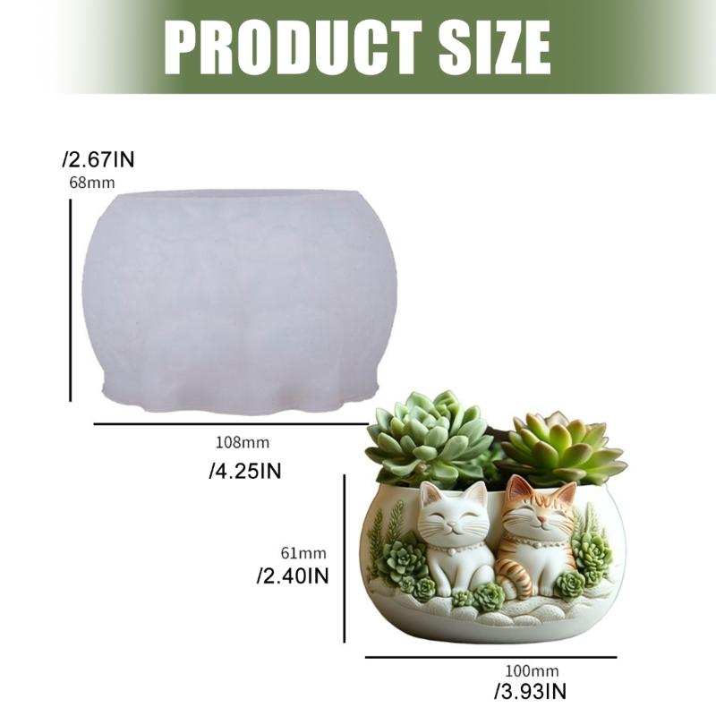 Cats Shape Silicone Molds Suitable for Resin Crafts Embossed Planter Jewelry Making Multipurpose Holiday Decoration