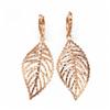 Purple Gold Color Gold Hollow Leaf Earrings Women'S Foreign Gas Plated Rose Gold Ear Buckles