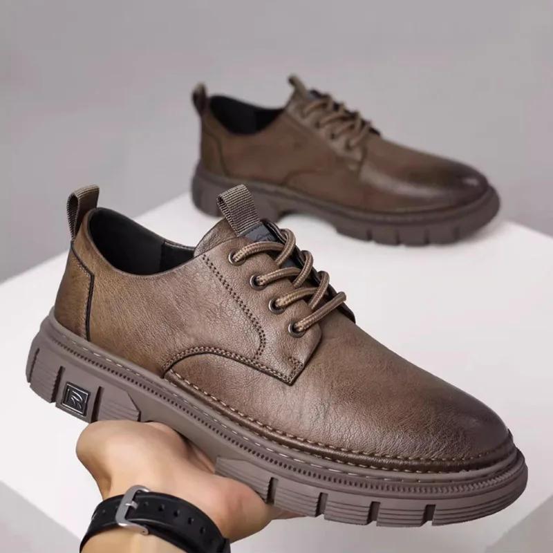 Spring Autumn Platform Shoes for Man Designer Soft-soled Casual Men's Driving Shoes Solid Color Business Men Dress Shoes