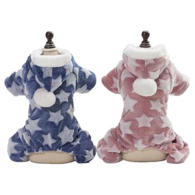 Pet Clothes Dog Clothes Autumn and Winter Pet Pajamas Pet Four-legged Fleece Star Four-legged Fleece
