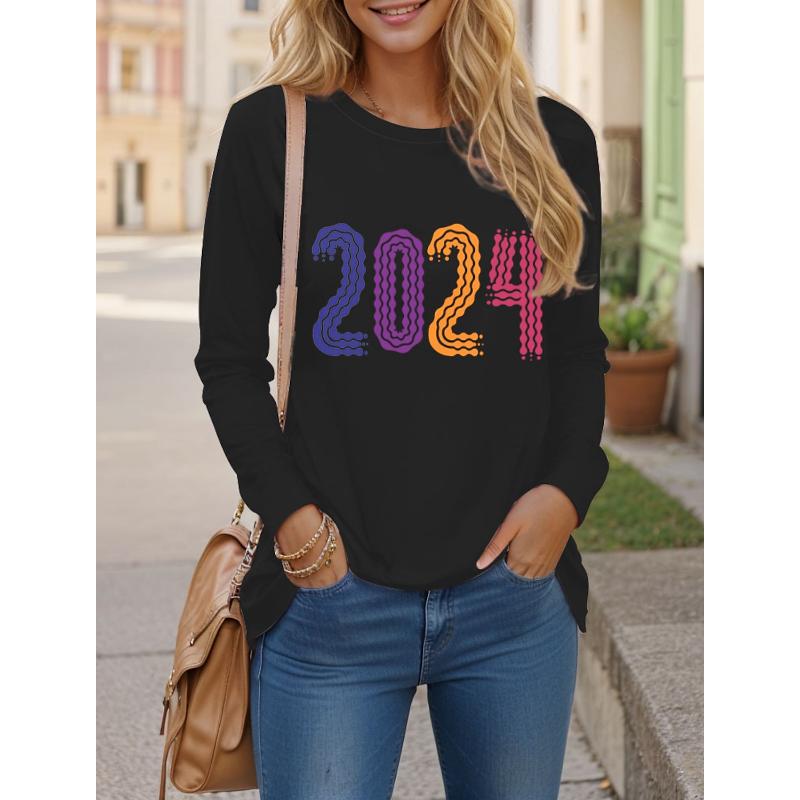 

2024 женская футболка с 3D-принтом, модный графический дизайн, длинный рукав, повседневная уличная мода, круглый вырез, стандартный крой, весна и осень XS