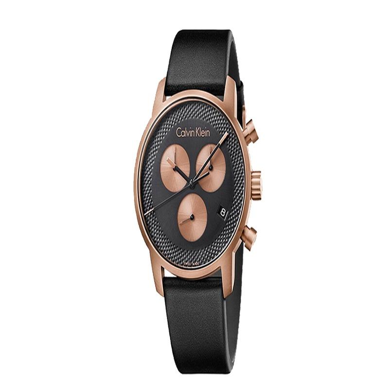 CALVIN KLEIN / Quartz Series Watch Quartz Movement Leather Strap 43mm Bla Dial Men s Watch 50 Meters Waterproof K2G17TC1 чёрный