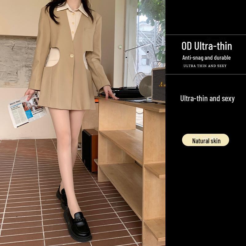 Women's Ultra-Thin Black Silk Polka Dot Pantyhose with Flocking Letter Print