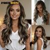 FREEDOM Body Wave Synthetische Lace Front Perücken für Schwarze Frauen 13x4 Freie Scheitelstelle Pre-plucked Lace Perücke 20" Ombre Highlight Cosplay Perücken