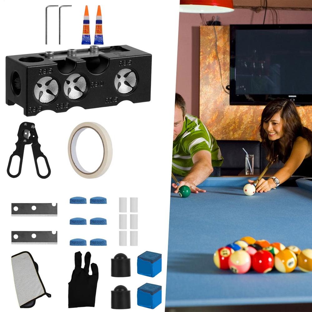 Pool Cue Tips Replacement Kit Professional Billiard Cue Replacement Portable Complete Pool Repair Tool for Billiard Pool Cue