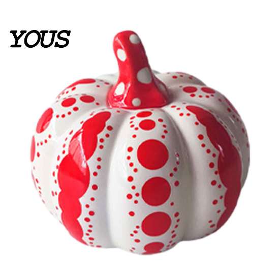 Kitchen Table Autumn Display Ceramic Pumpkin Sculpture, Modern Polka Dot Figurine, Farmhouse Fall Seasonal Mantel Decor Tabletop Decoration for Fall,