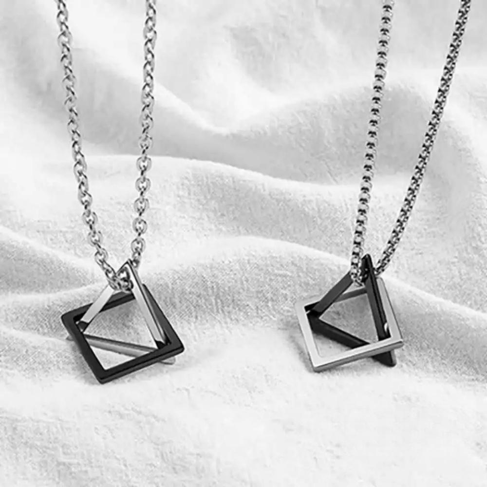 Minimalist Geometric Irregular Pendant Necklace for Woman Man Long Stainless Steel Chain Accessories Jewelry Gifts