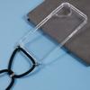 Für iPhone 16 Plus Klare Hülle Acryl + TPU-Ecken Stoßfeste Handyhülle mit Lanyard