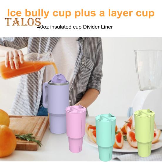 Silicone 2-in-1 Cup Liner for 40 Oz Cup Creative Drink Separator Stylish Emerald Design Food-Grade Reusable Liner for Party