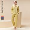 Par Pyjamas Sæt V-hals Langærmet Tyk Varm Loungewear Mænd Kvinder