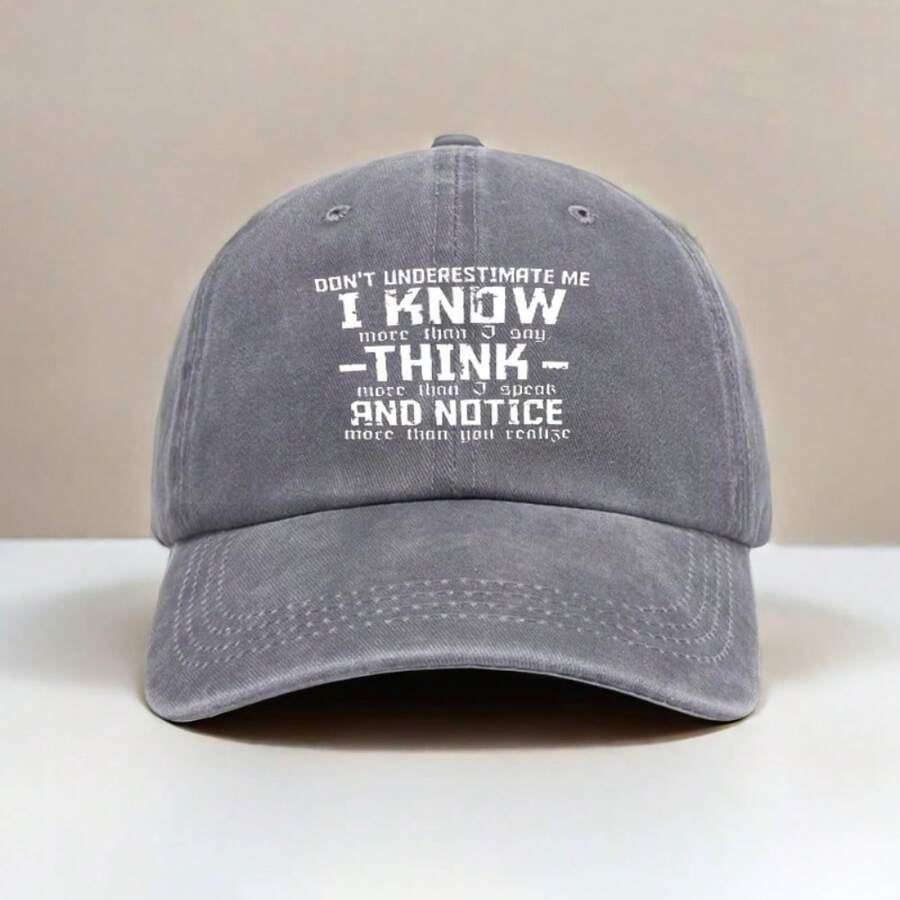 Vintage Baseball Cap With Sarcastic Text Print Adjustable Strap Dark Gray Polyester Hat For Adults