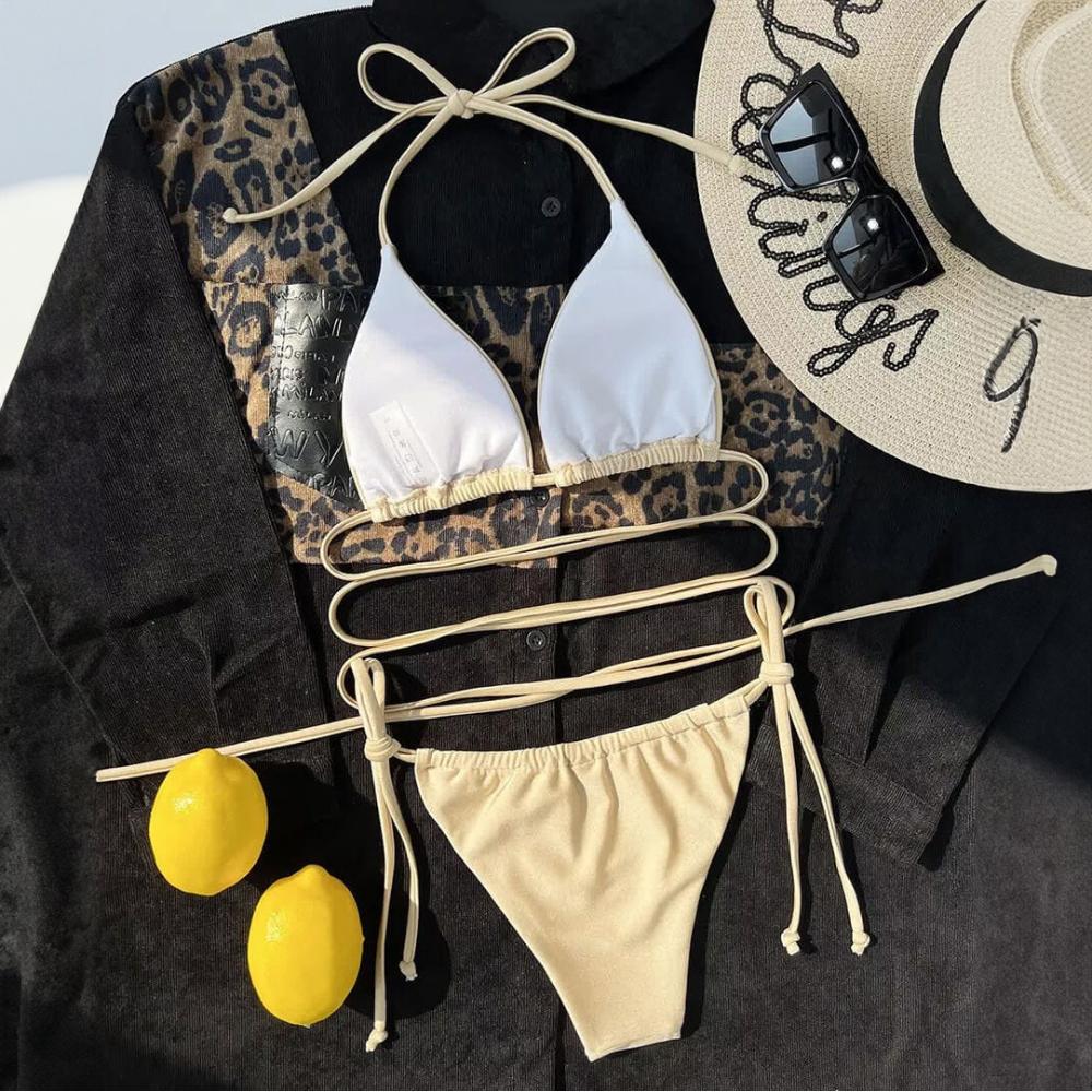 Two-piece Swimsuit for Sunbathing On the Beach, Tied Bikini Suit, Size L Two-piece Swimsuit for Sunbathing On the Beach, Tied Bikini Suit, Size L