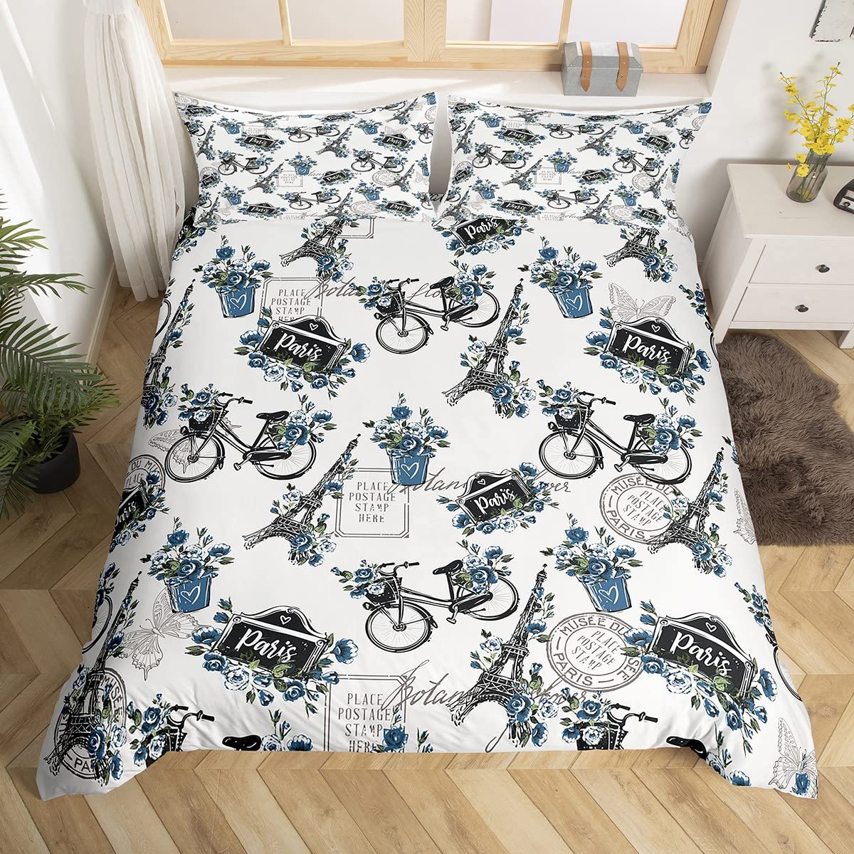 Комплект постельного белья с изображением Эйфелевой башни в романтическом стиле — фото 20